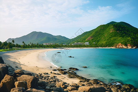 碧海蓝天的美丽景观背景图片