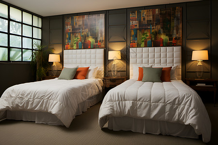 卧室的两张床背景图片
