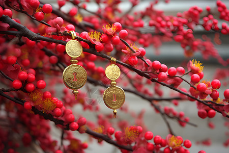 花卉装饰品组合梅花庆佳节背景