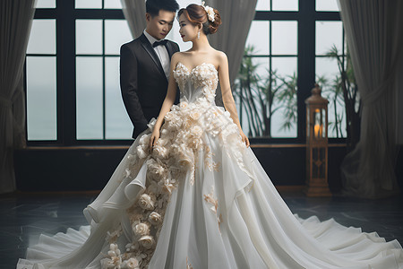 室内漂亮的新娘背景图片