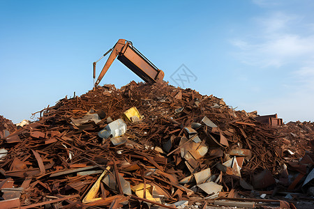 回收厂堆放的废物铁器背景图片