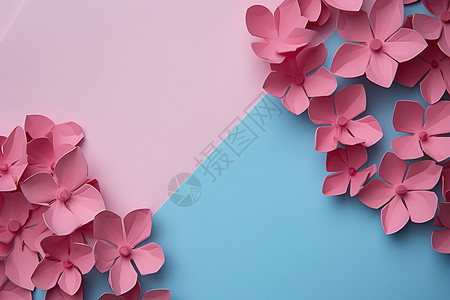 剪纸樱花花与纸的交错背景