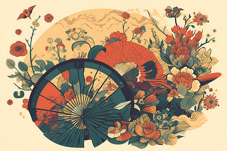 中国纸扇艺术背景图片