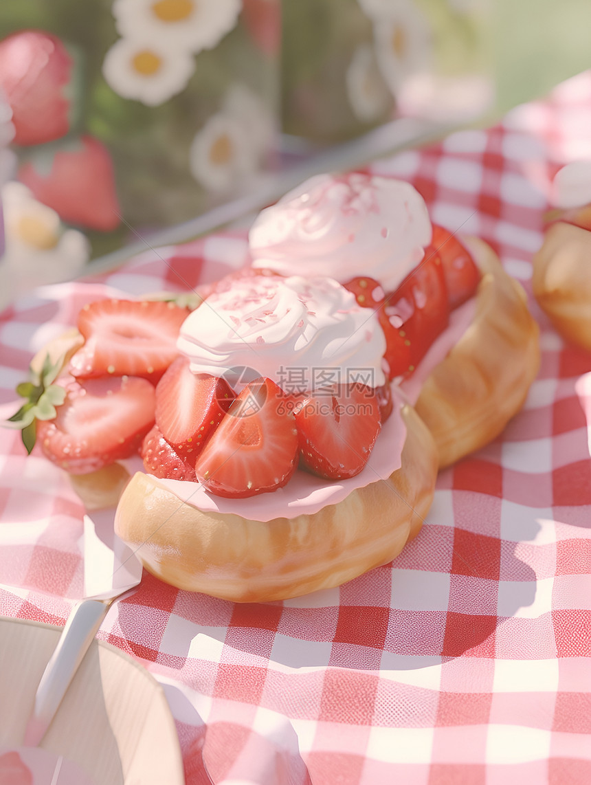 甜滋滋草莓甜点图片