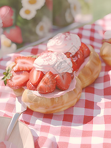 美味草莓甜点甜滋滋草莓甜点插画