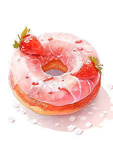 甜点草莓塔甜腻诱惑的甜甜圈插画