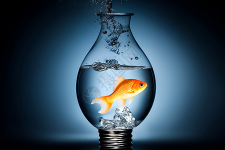 灯泡金鱼素材水中跳跃的金鱼设计图片