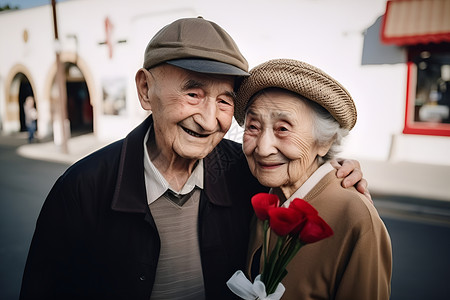 室内幸福的年迈夫妻背景图片