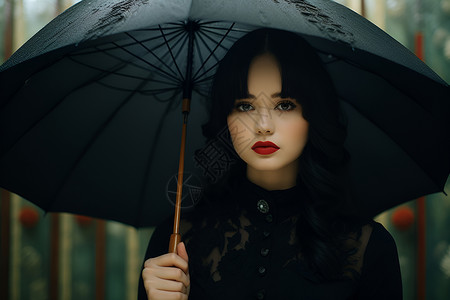 雨中的美少女背景图片