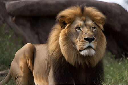 草原上一只雄狮背景图片