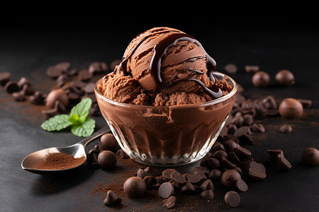 美味冷饮巧克力冰淇淋美食背景