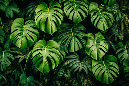 龟背叶素材绿色热带植物背景