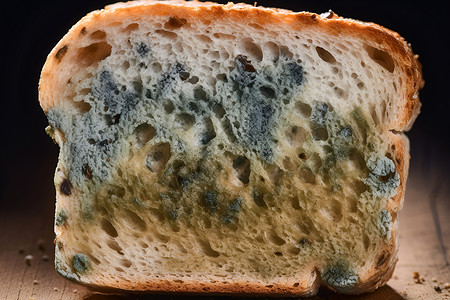 桌面上霉变的面包背景图片