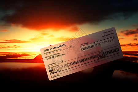 日落下的机票背景图片