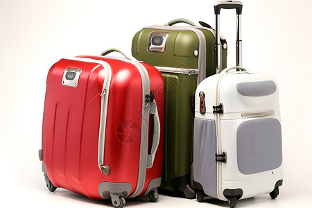 手提箱素材排列在一起的行李箱子背景
