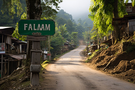 乡村的道路路牌背景图片