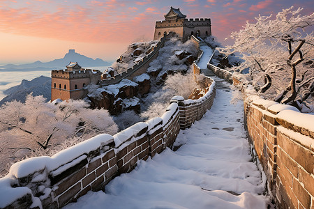 冬季户外壮观的古城背景图片