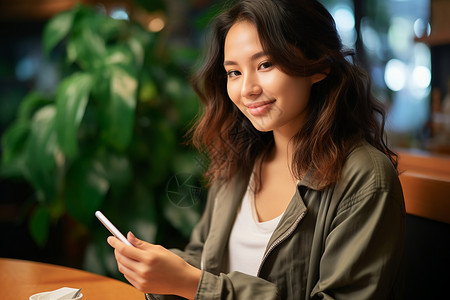 室内开心的长发女孩背景图片