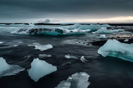 冰山漂浮的群岛背景图片