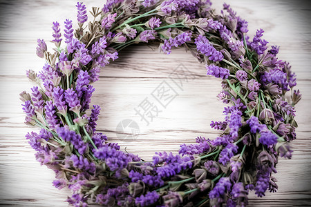 紫色的薰衣草花环背景图片