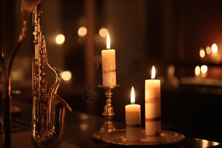音乐餐厅的蜡烛背景图片