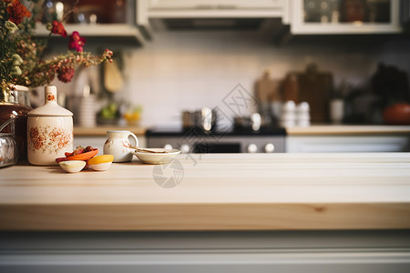 厨房木板家中的厨房柜台背景