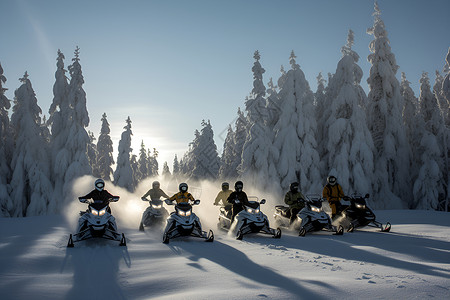 冬日的摩托滑雪背景图片