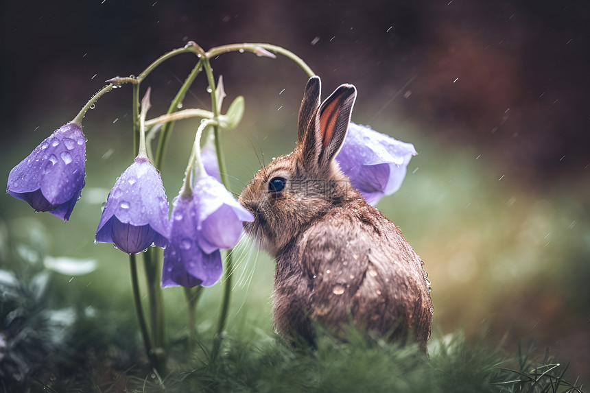 草地上小兔图片