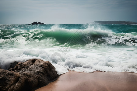 海浪拍击岩石背景