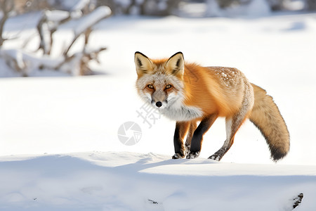冬天的狐狸背景图片
