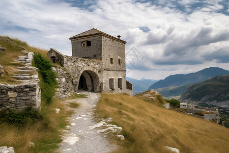 山顶古堡山顶的古堡背景