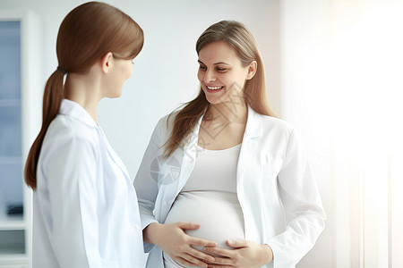 产科的孕妇与医生背景
