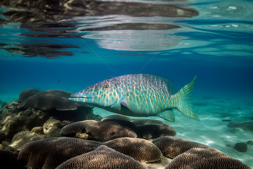 海水中的鱼和珊瑚礁图片