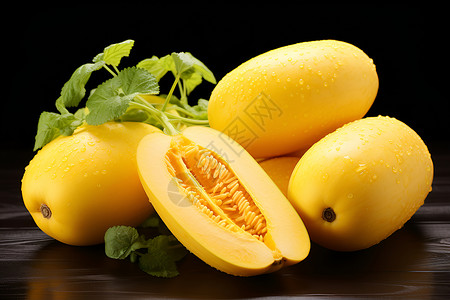 美味甜瓜黄色的水果背景