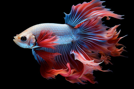 一条红蓝色的鱼背景图片