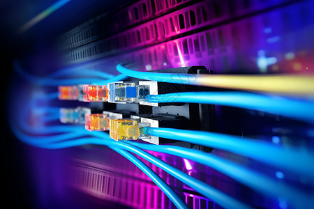 通信线缆线缆交织的计算服务器设计图片