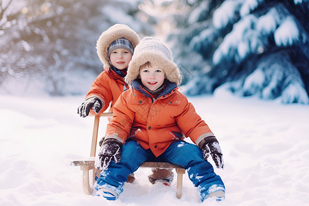 冰雪乐园的孩子背景图片