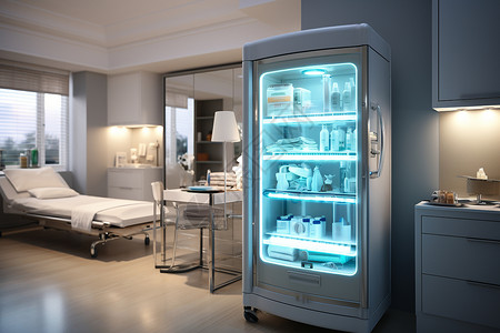智能冰箱地面上的清洁消毒柜设计图片