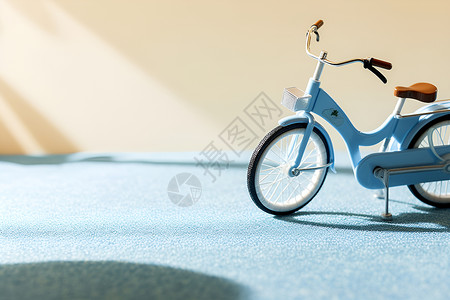玩具单车放在墙壁边背景图片