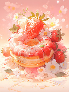 甜蜜的草莓甜点背景图片