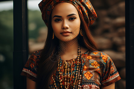 传统服装的年轻女性背景图片