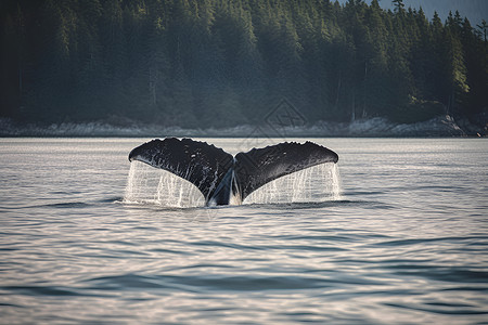 大海中的巨鲸背景图片