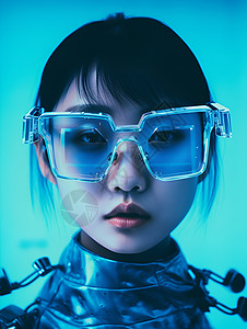 时尚的未来感眼镜女孩背景图片