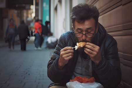 进食中的男人背景图片