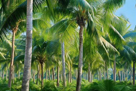 阳光下生长的棕榈树背景图片