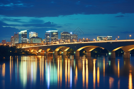 夜色下的城市之桥背景图片