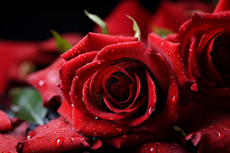 红色玫瑰花的特写背景图片
