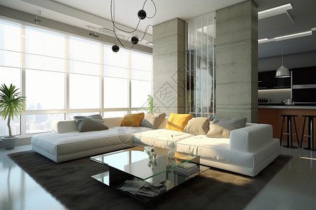 现代风格的公寓客厅背景图片