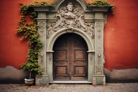 欧洲复古的木门背景图片