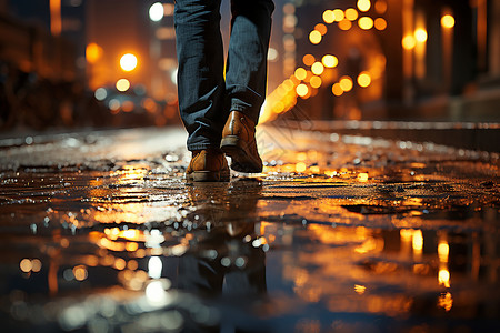 雨中的人行背景图片